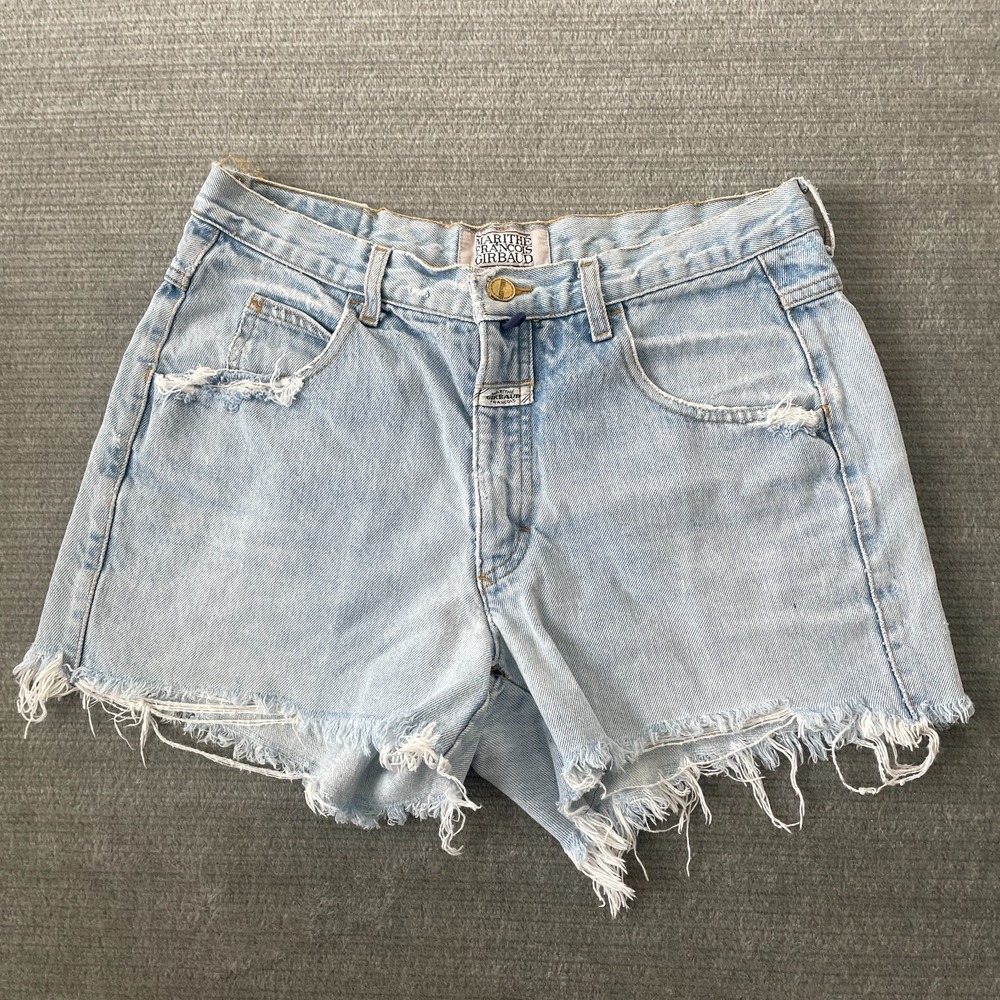 Vintage Marithe Francois Girbaud Shorts Women 32 Light Wash High Rise Cut Offs